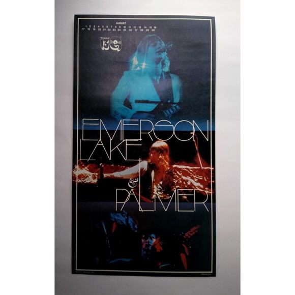 Emerson Lake & Palmer Band Poster Original 1975 Prog Art Rock Music NOS 22" ELP - Picture 3 of 7